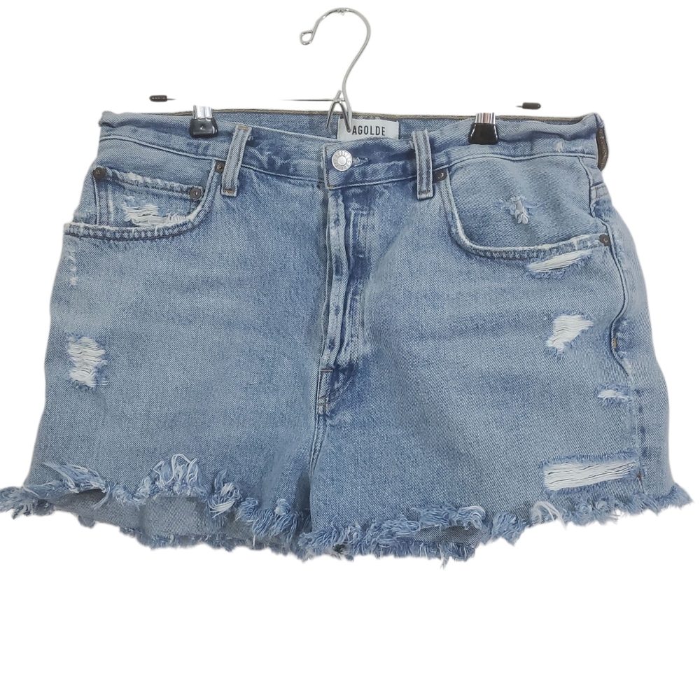 Agolde 90's Style Denim Jean Shorts Distressed Destroyed Size 31 Boho Festival